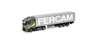 Herpa 320184 - H0 - Mercedes-Benz Gardinenplanen-Sattelzug eActros 600 Fercam